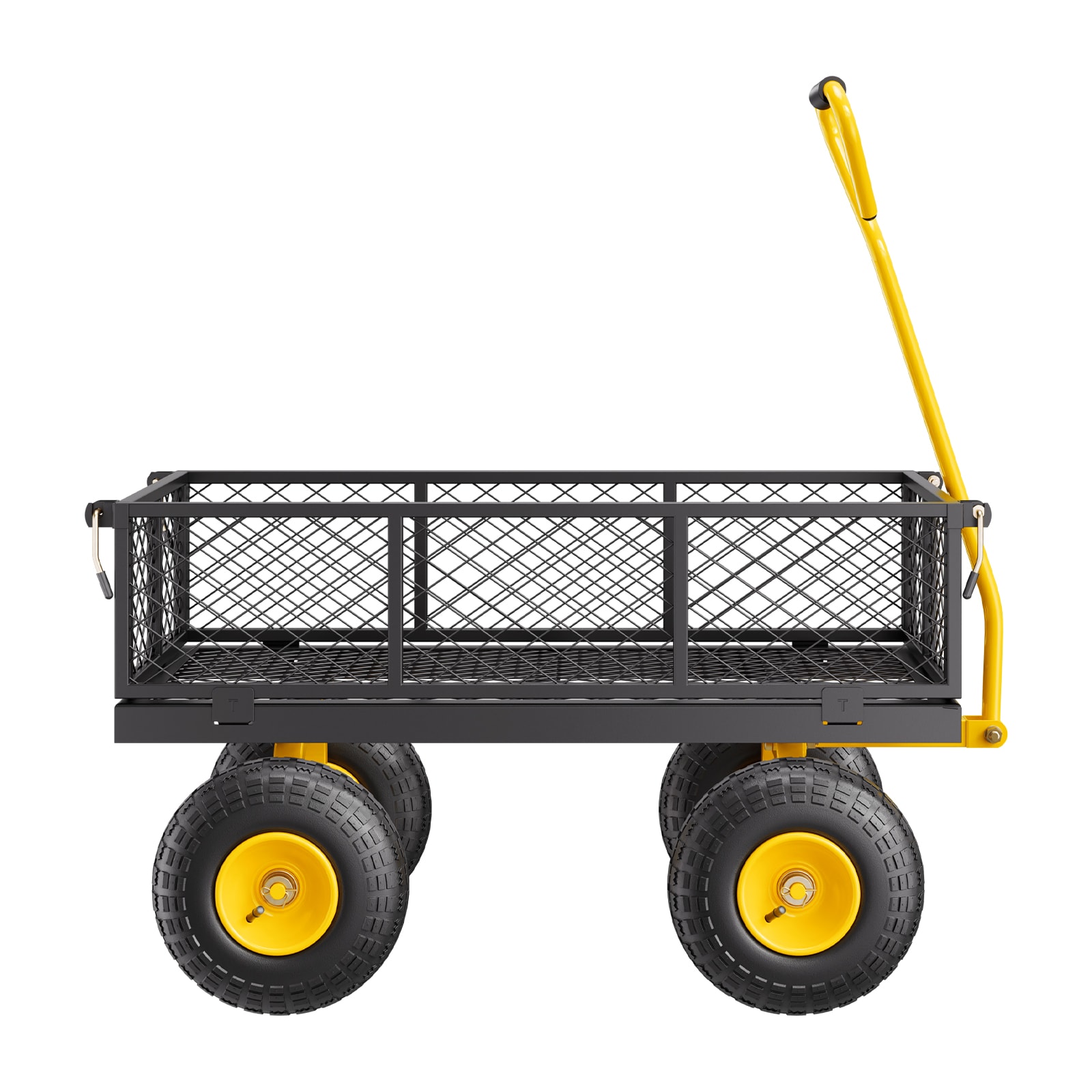 500 Lbs Steel Garden Cart, Heavy Duty Pullable Cart With Wheels For Garden, Metal Yard Utility Wagon With 10" All Terrain Tires, Removable Mesh Sides And 180° Rotating Handle_maomaolike.com